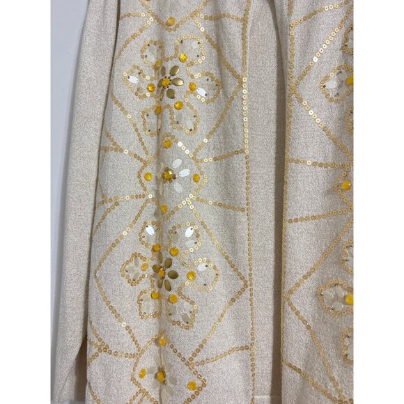 Alfred Dunner Champagne Embellished Open Front Cardigan Size L NWT - Picture 13 of 15